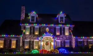 Multicolor house christmas lights display