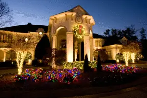 Christmas lights bushes shrubs