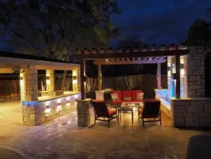 Backyard patio tables christmas lights