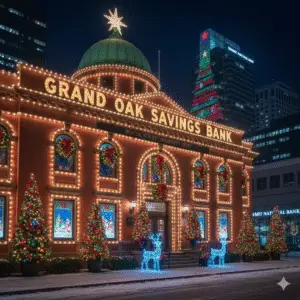 Financial institution holiday lighting