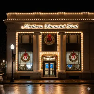 Bank building christmas lights