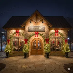 Restaurant red bows christmas