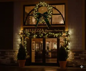 Restaurant entrance christmas lighting display