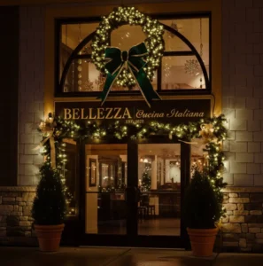 Restaurant entrance christmas lighting display